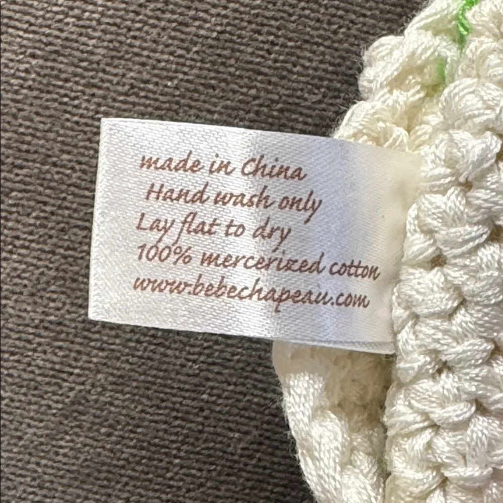 Bebe Chapeau Dixie Pearl Infant Beanie Hat 100% Cotton 0-6 months NEW